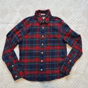 Abercrombie Kids Red & Green Plaid Flannel Shirt - L (Muscle)